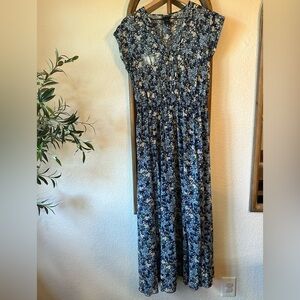 Kate and Lily Smocked Waist Floral Chiffon Sleeveless A-Line Maxi Dress 12